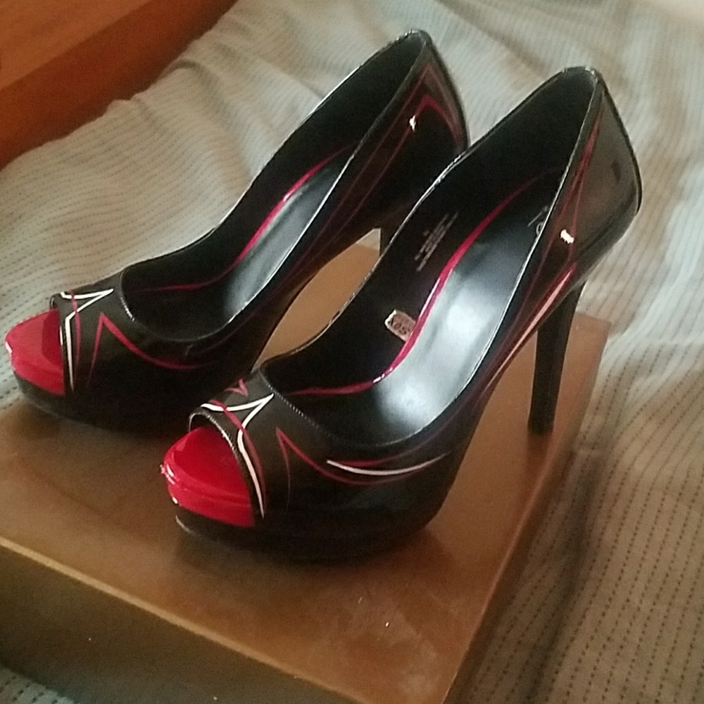 Black Pinstriped Heels Size 9.5